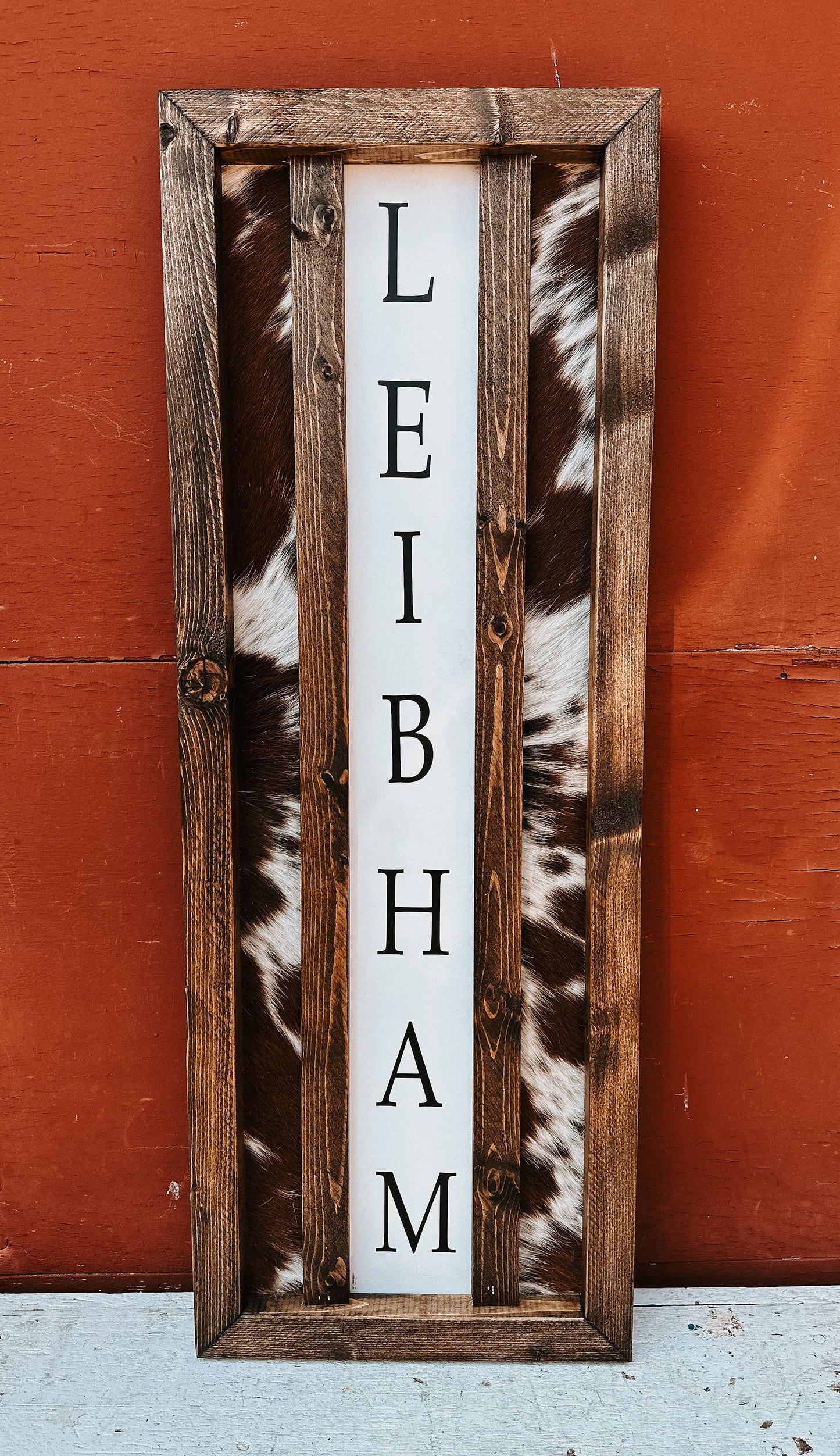 Customizable Cowhide Welcome Sign