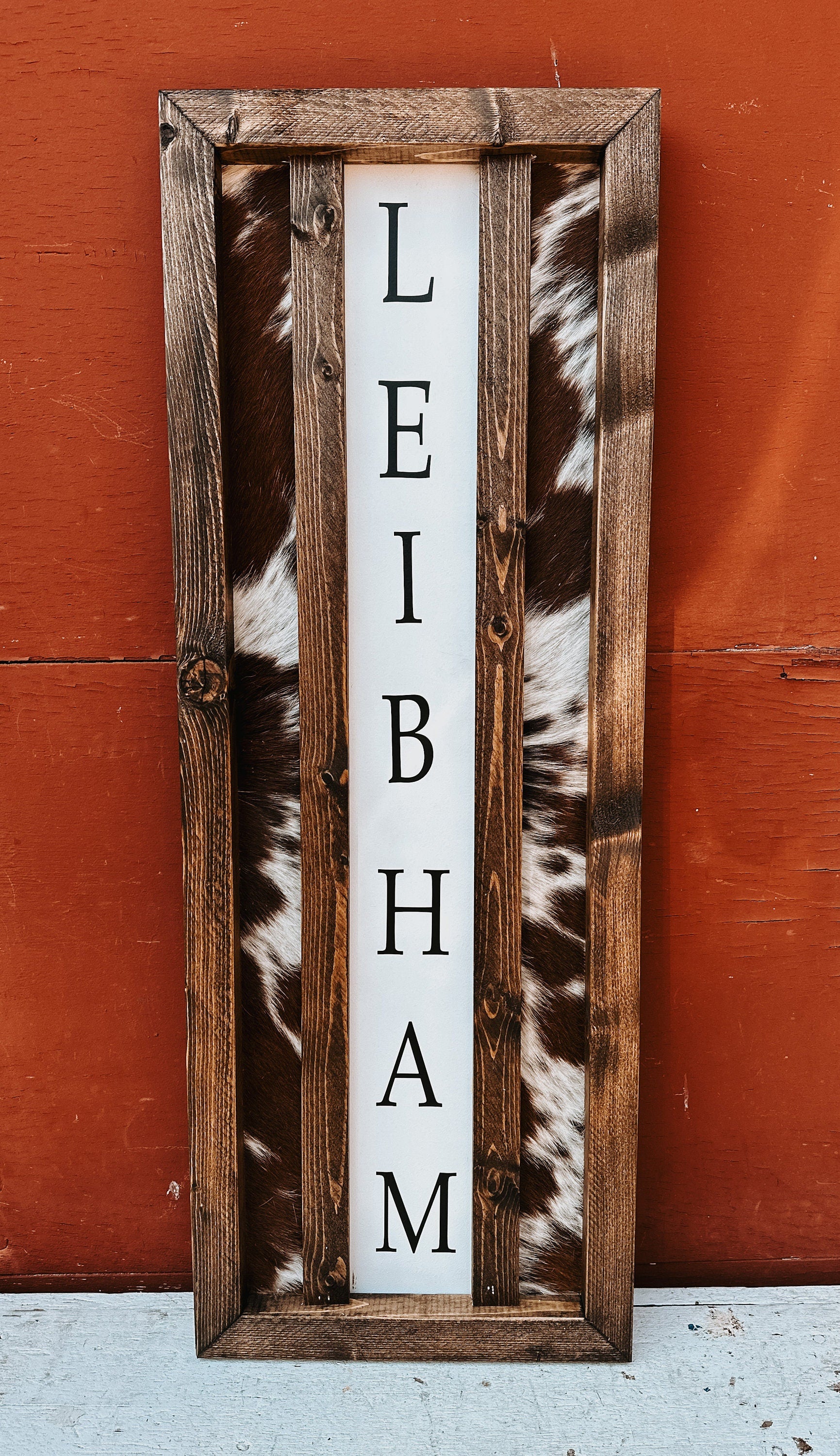 Customizable Cowhide Welcome Sign