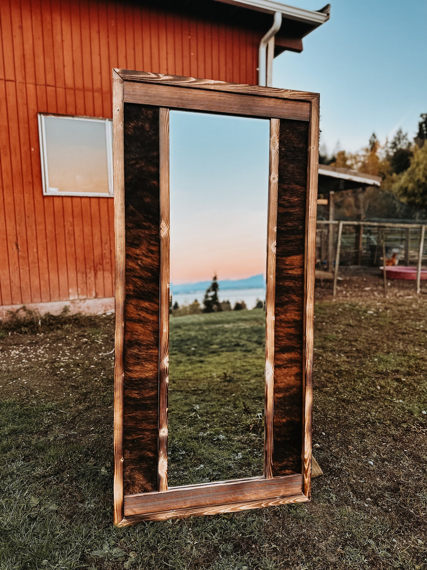 Cowhide Full Length Mirror: Handmade Western Decor