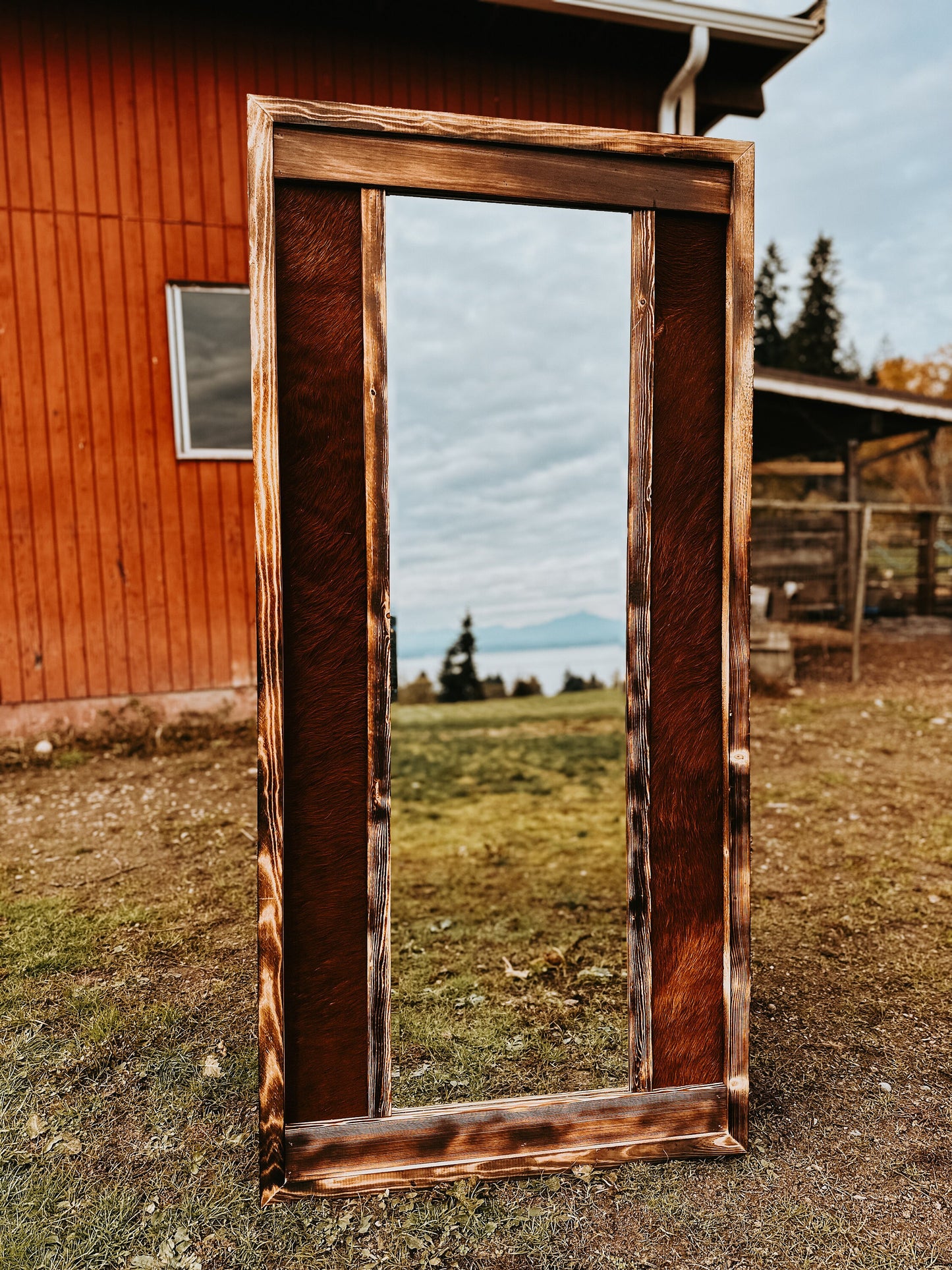 Cowhide Full Length Mirror: Handmade Western Decor