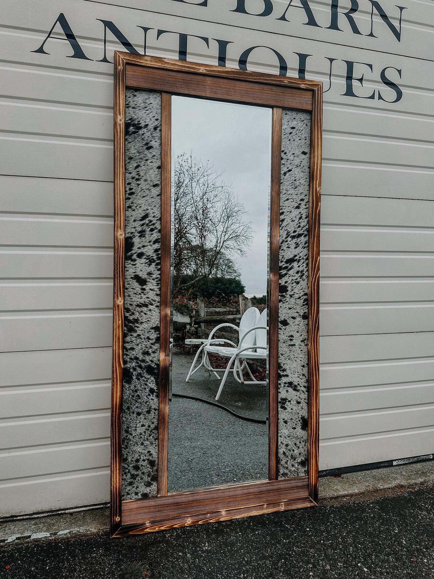 Cowhide Full Length Mirror: Handmade Western Decor