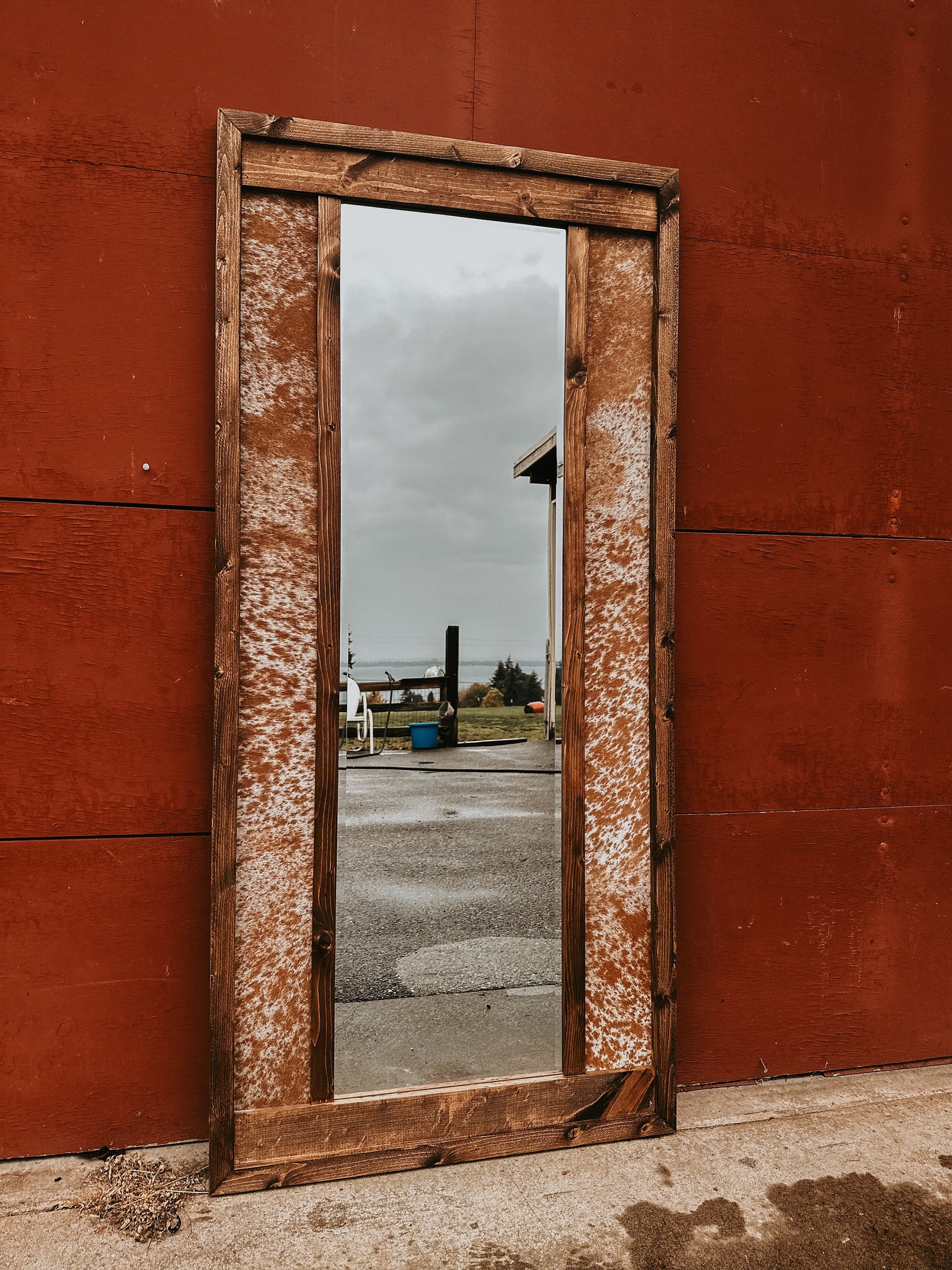 Cowhide Full Length Mirror: Handmade Western Decor