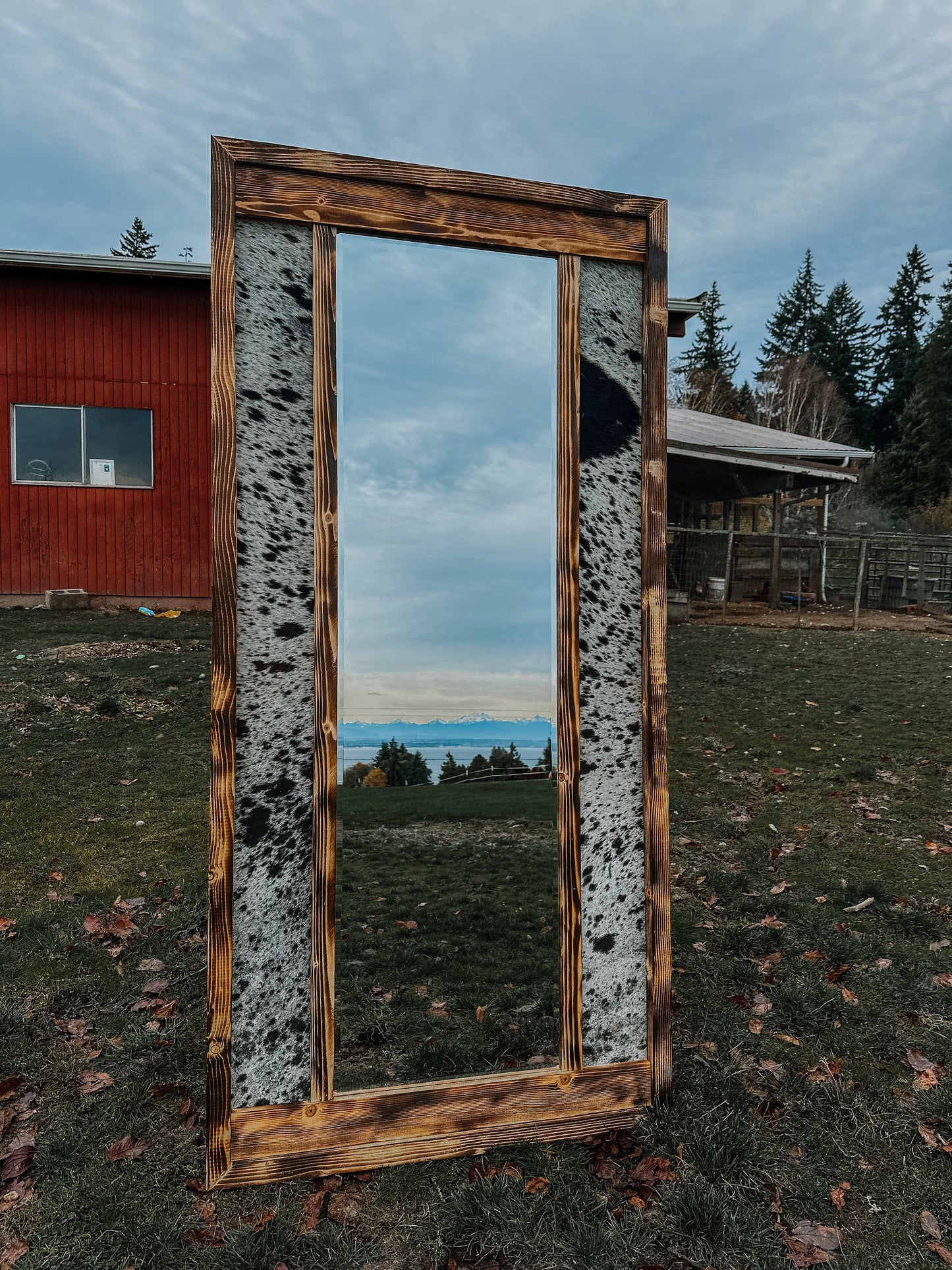 Cowhide Full Length Mirror: Handmade Western Decor