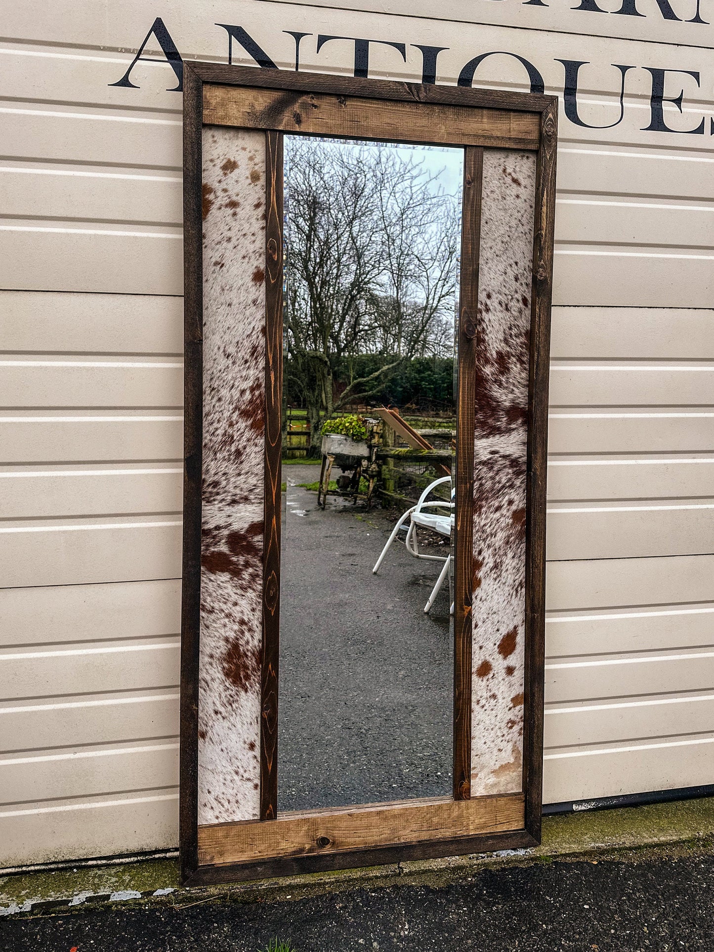 Cowhide Full Length Mirror: Handmade Western Decor