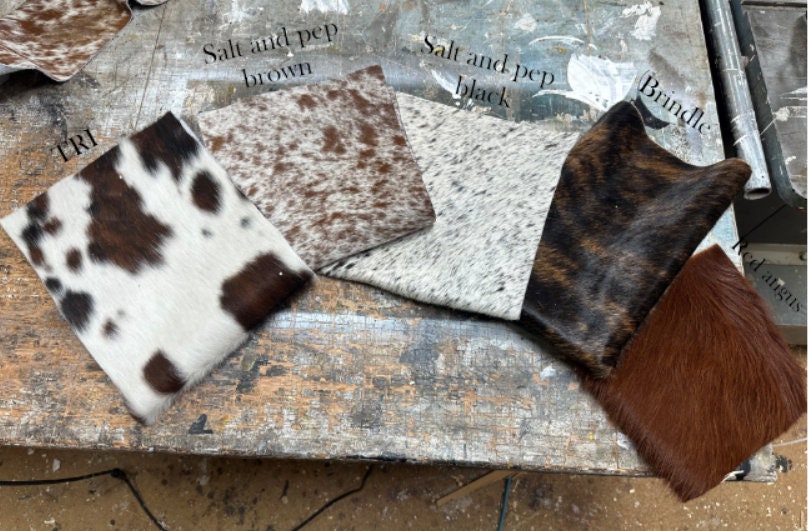 Handmade Cowhide & Wood Sign: Custom Branding Decor