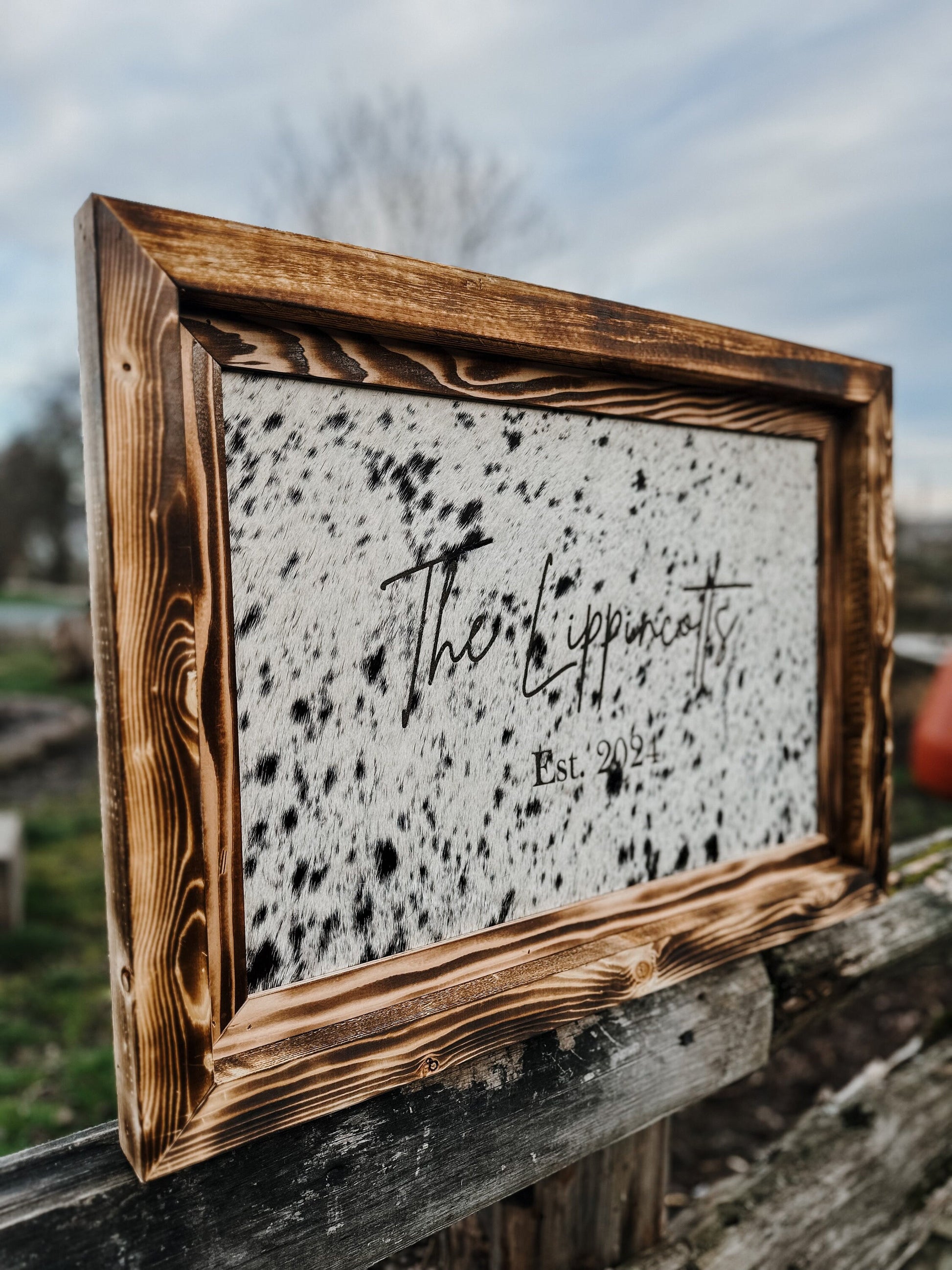 Genuine cowhide custom lasered sign /branding sign