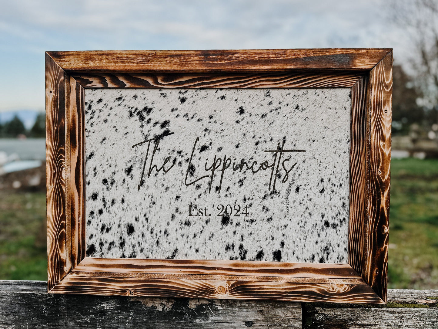 Genuine cowhide custom lasered sign /branding sign