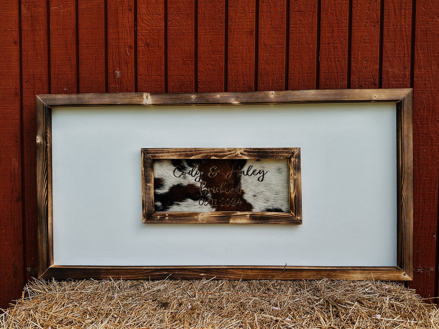 Custom Cowhide Wedding Guest Book Sign: Western Decor
