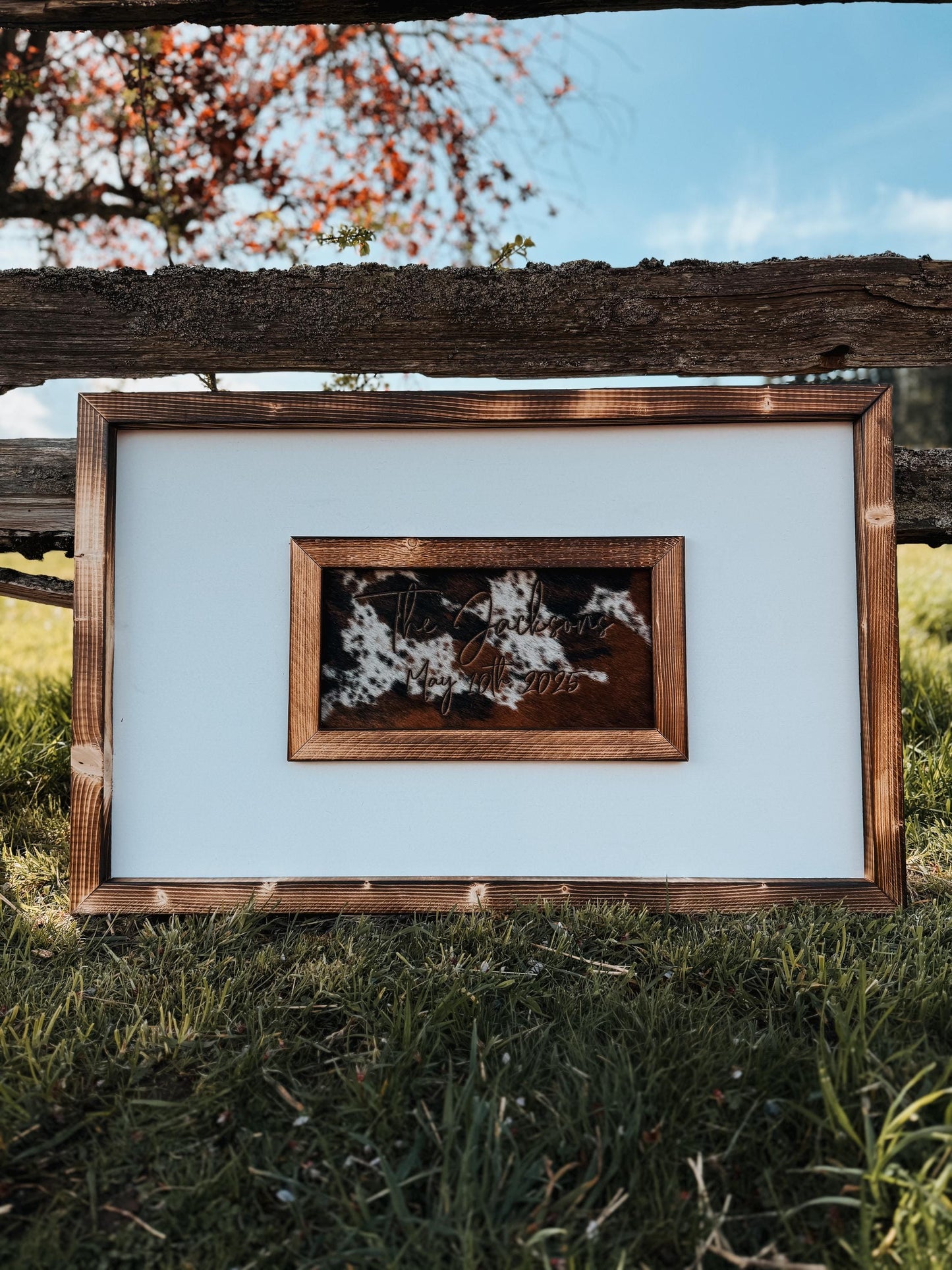 Custom Cowhide Wedding Guest Book Sign: Western Decor