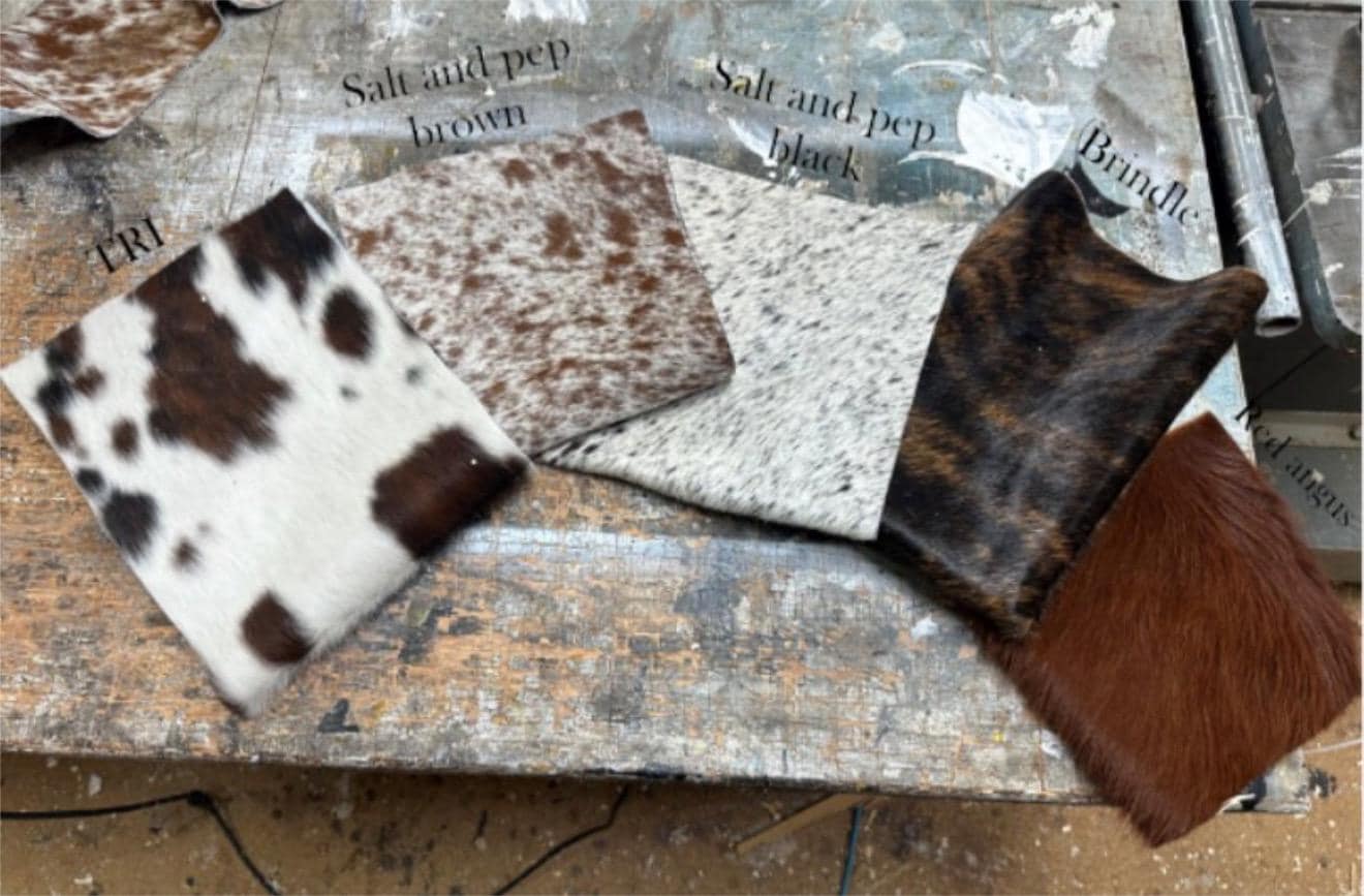 Checkered genuine cowhide mirror