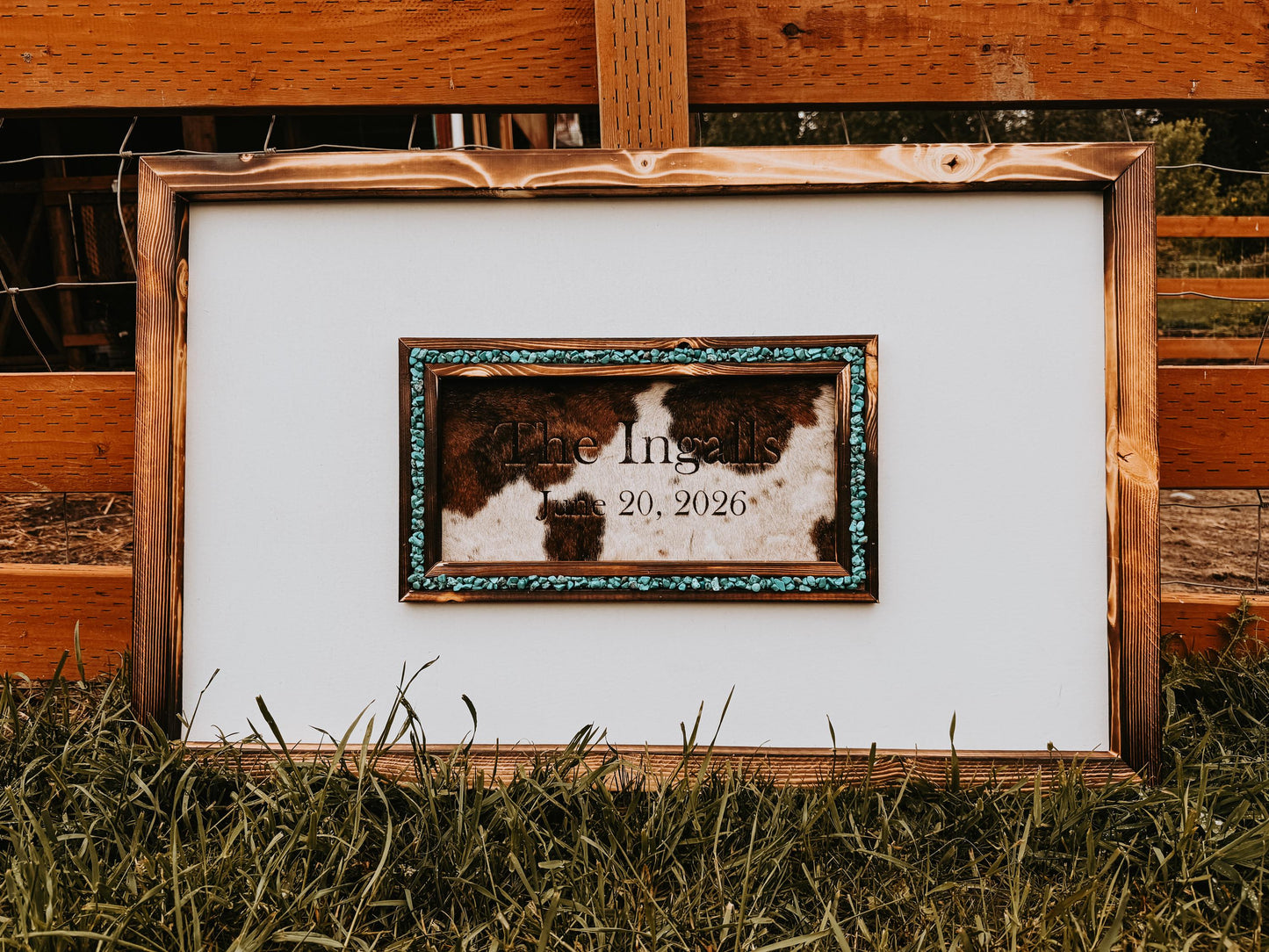 Custom Cowhide Wedding Guest Book Sign: Western Decor