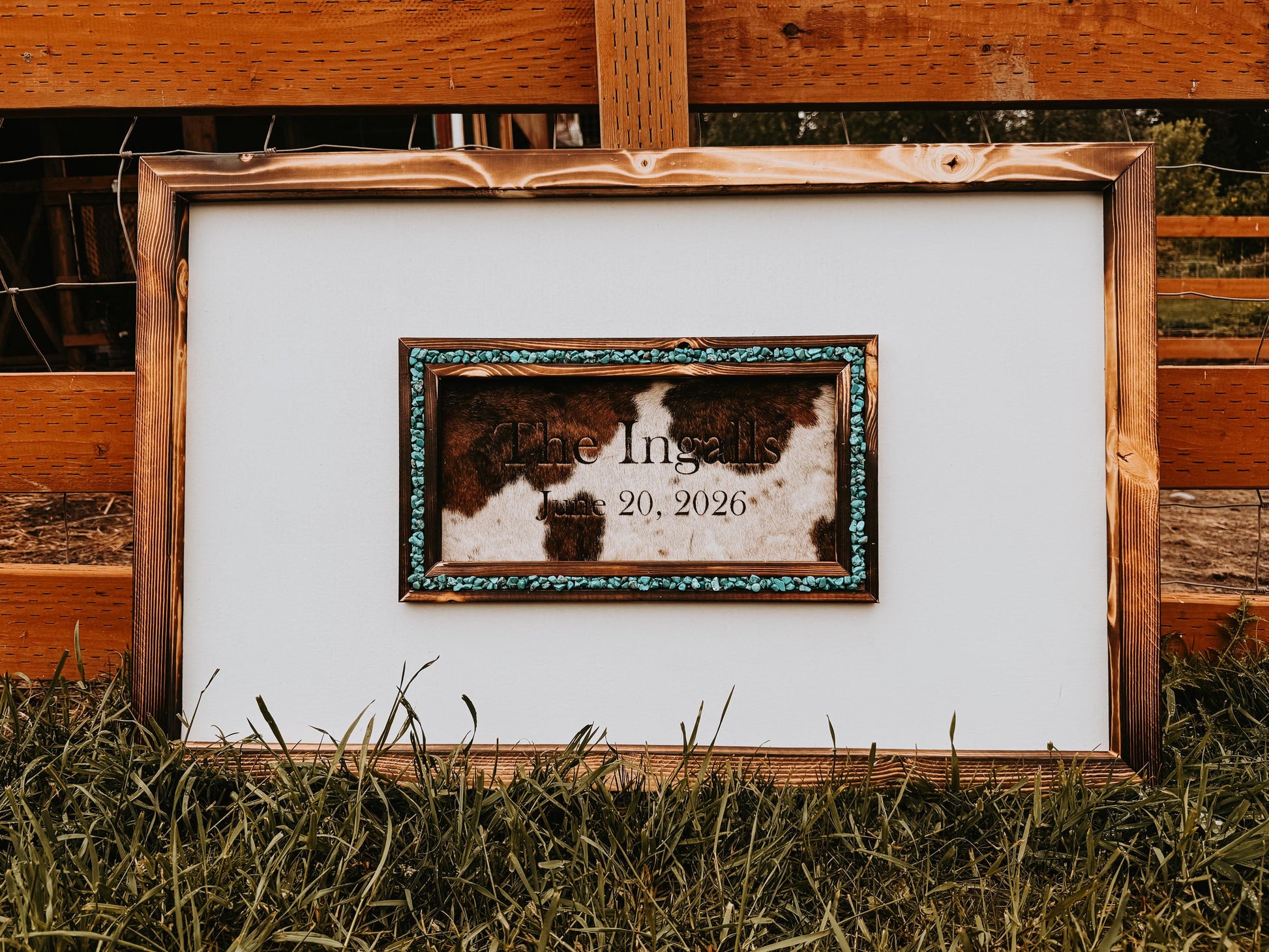 Custom Cowhide Wedding Guest Book Sign: Western Decor
