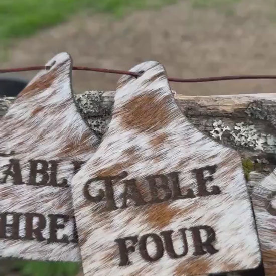 Cowhide table number tags