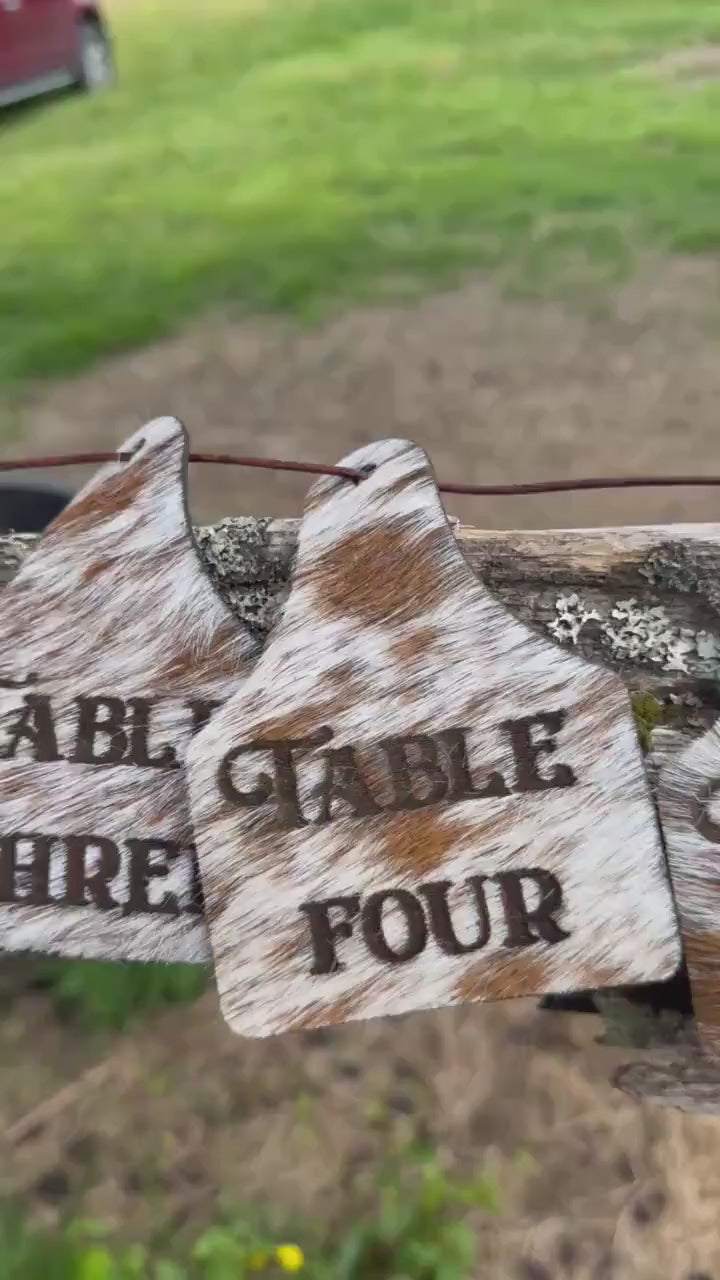 Cowhide table number tags